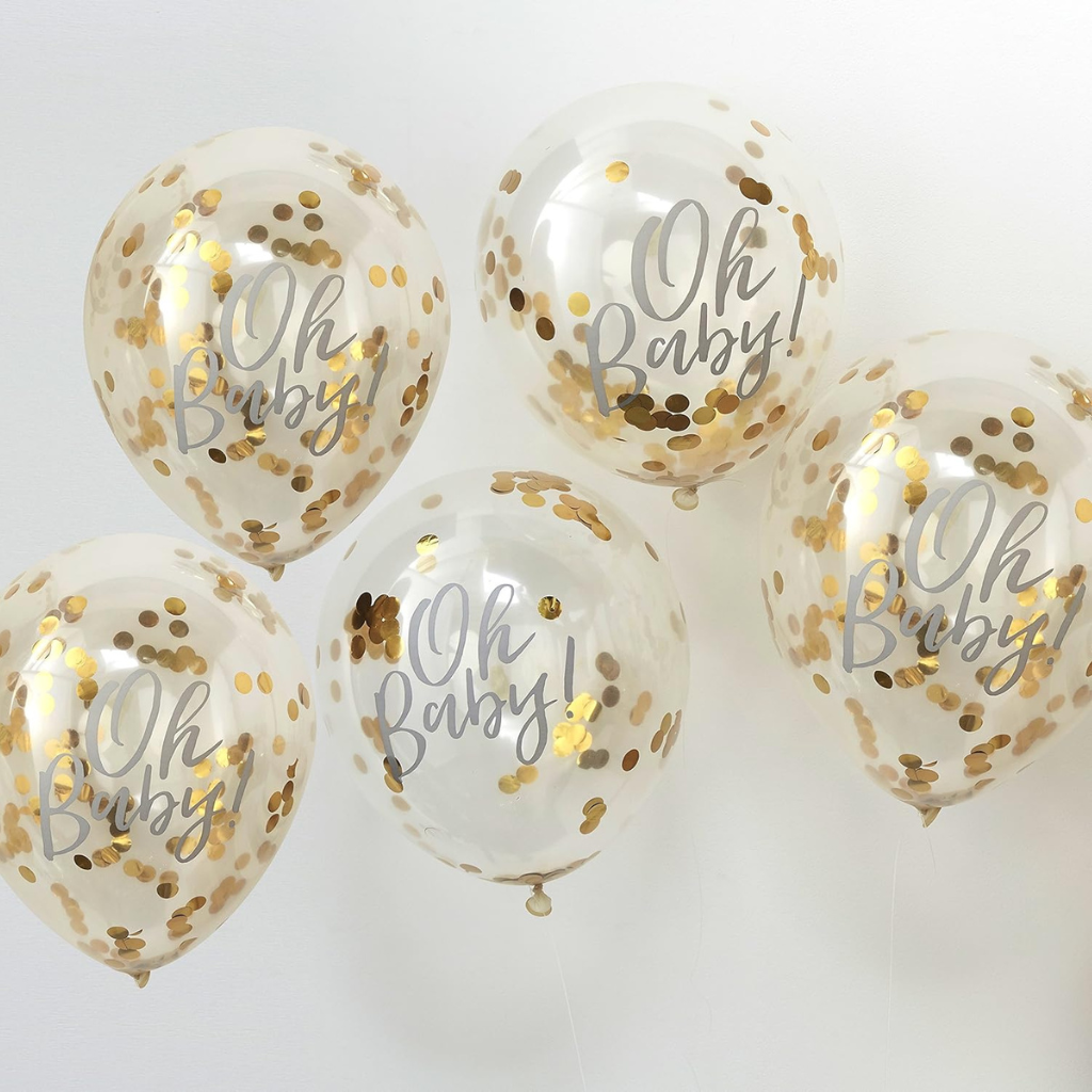 Ginger Ray Confettiballonnen, Oh baby!, goud