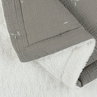 Noukie's Couverture mousseline & sherpa kaki 75 x 100 cm