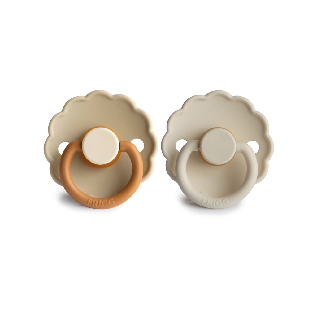 FRIGG Fopspeen 6 - 18 maanden Daisy Blooming latex Desert/Cream - 2 stuks