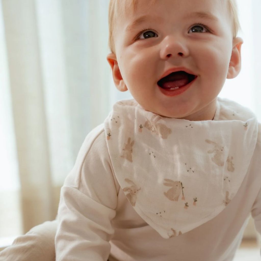 Little Dutch Bavoir bandana Newborn Naturals Baby Bunny blanc - 2 pièces