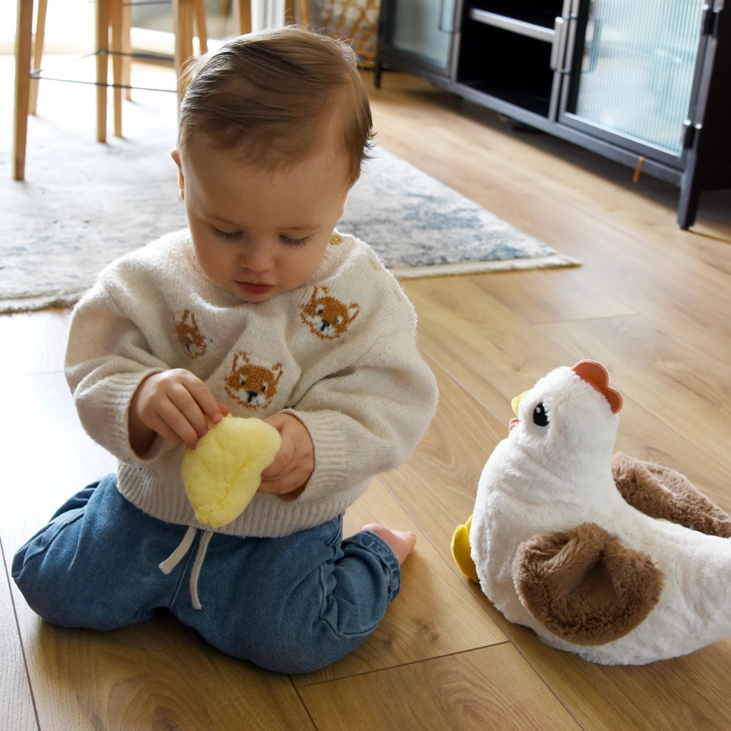 Les Déglingos Peluche Pioupiou poule Maman et Bébé blanche Ptipotos