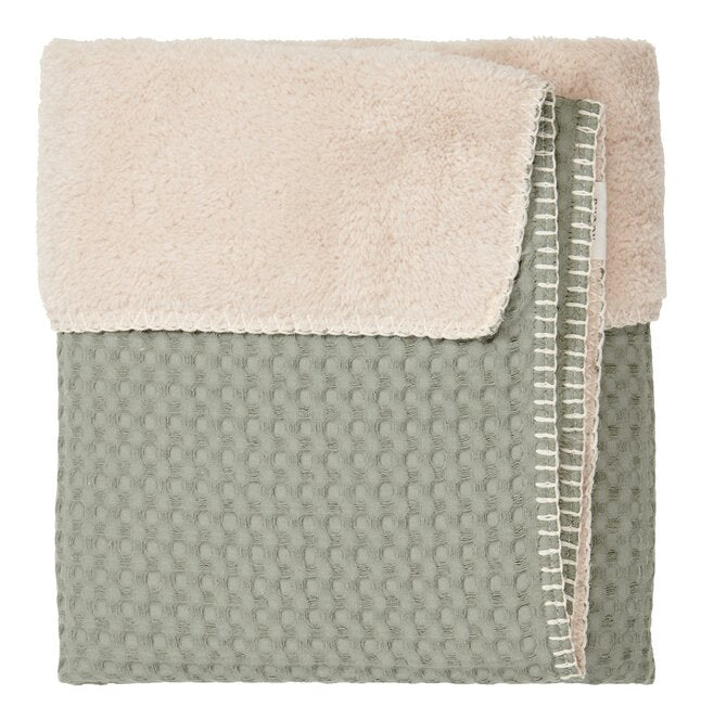 Koeka Deken voor wieg of park Oslo Shadow Green/Soft Sand teddy