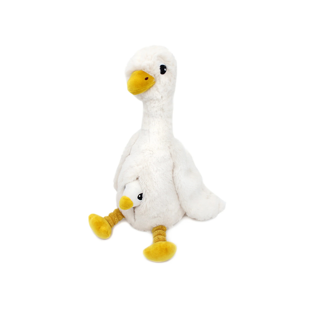 Les Déglingos Knuffel Jébongou Goose Mom & Baby White Ptipotos