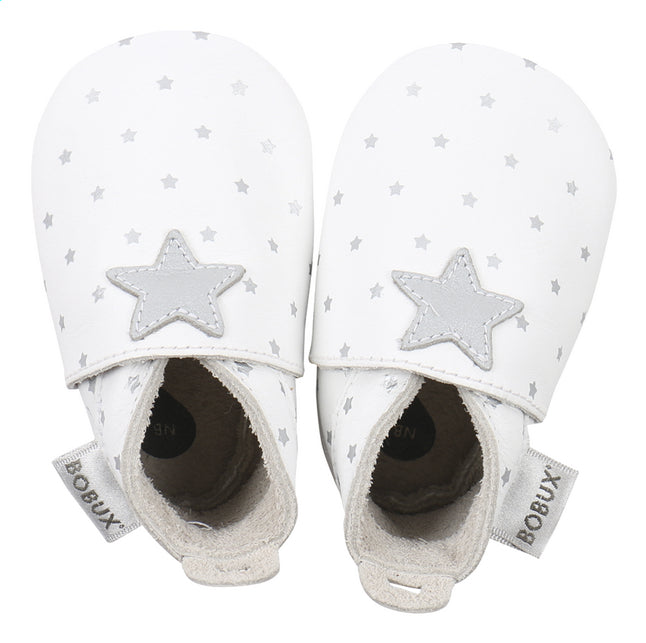 Bobux Schoentjes Soft sole Silver Star Print white 0-3M