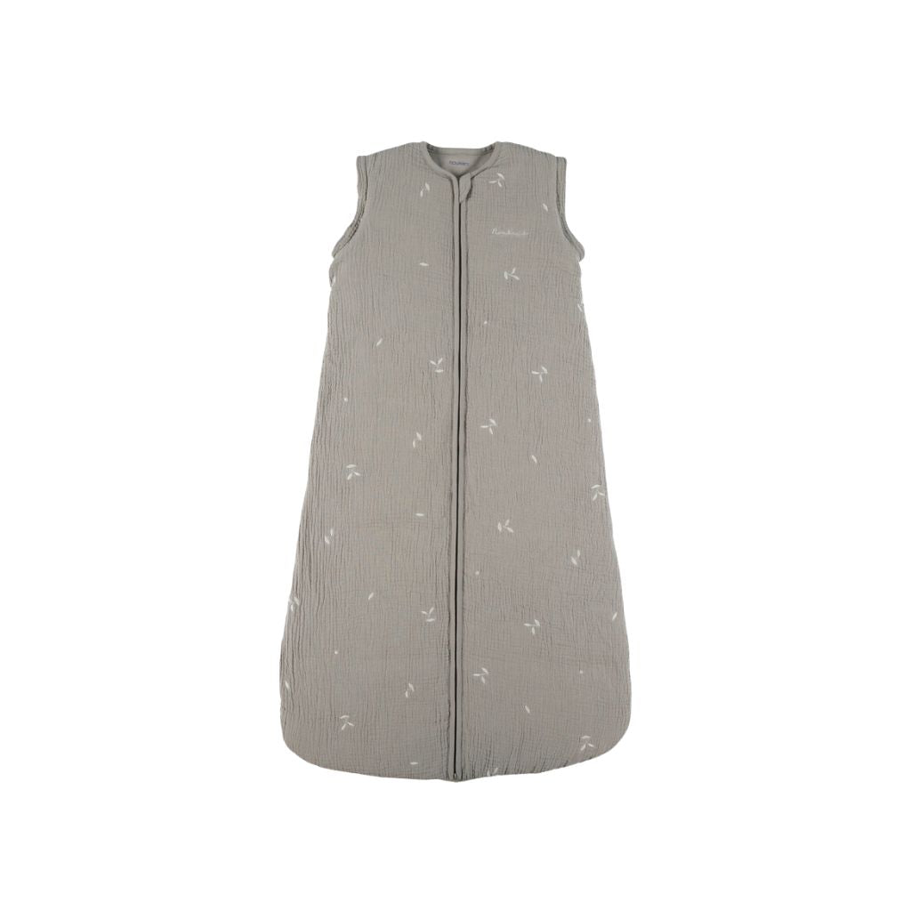 Noukie's Slaapzak met afritsbare mouwen muslin kaki 100 cm