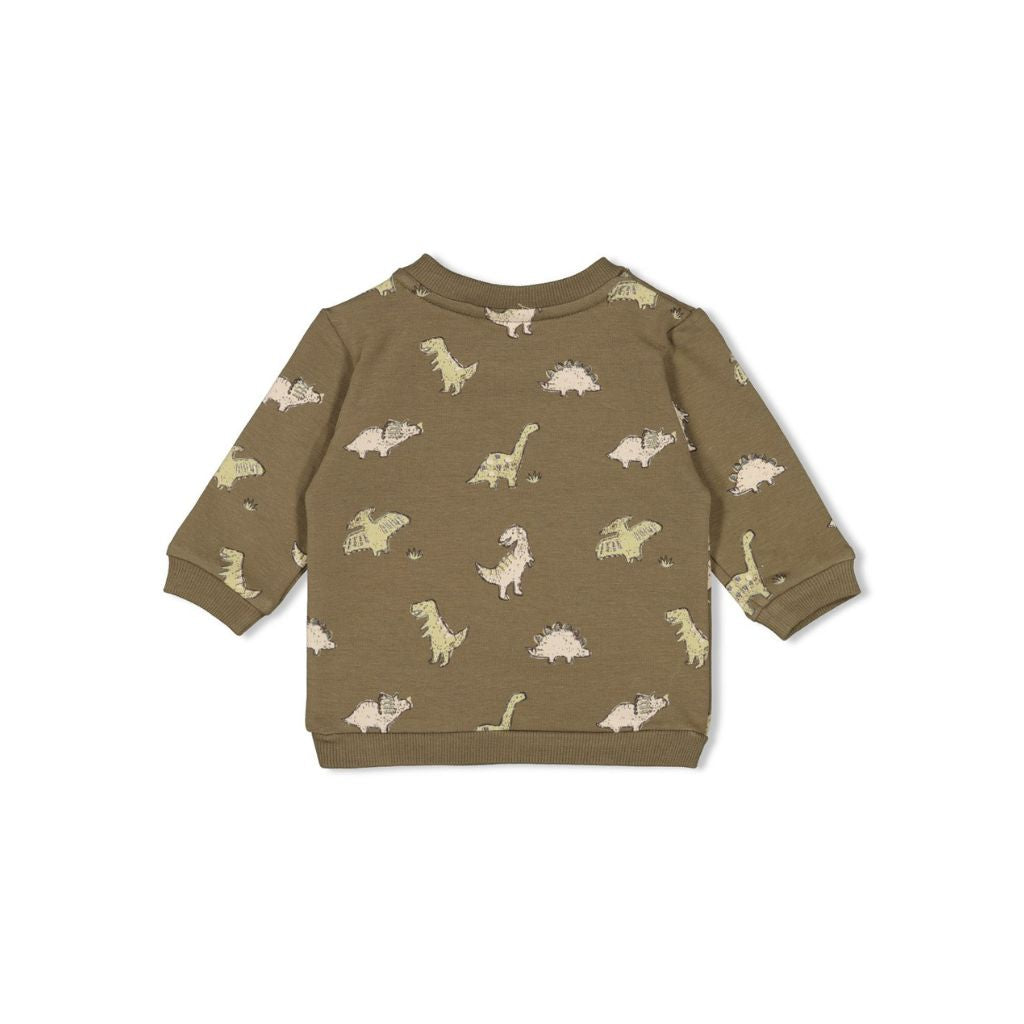 Feetje Sweater AOP - Rawrsome Olive Jongen