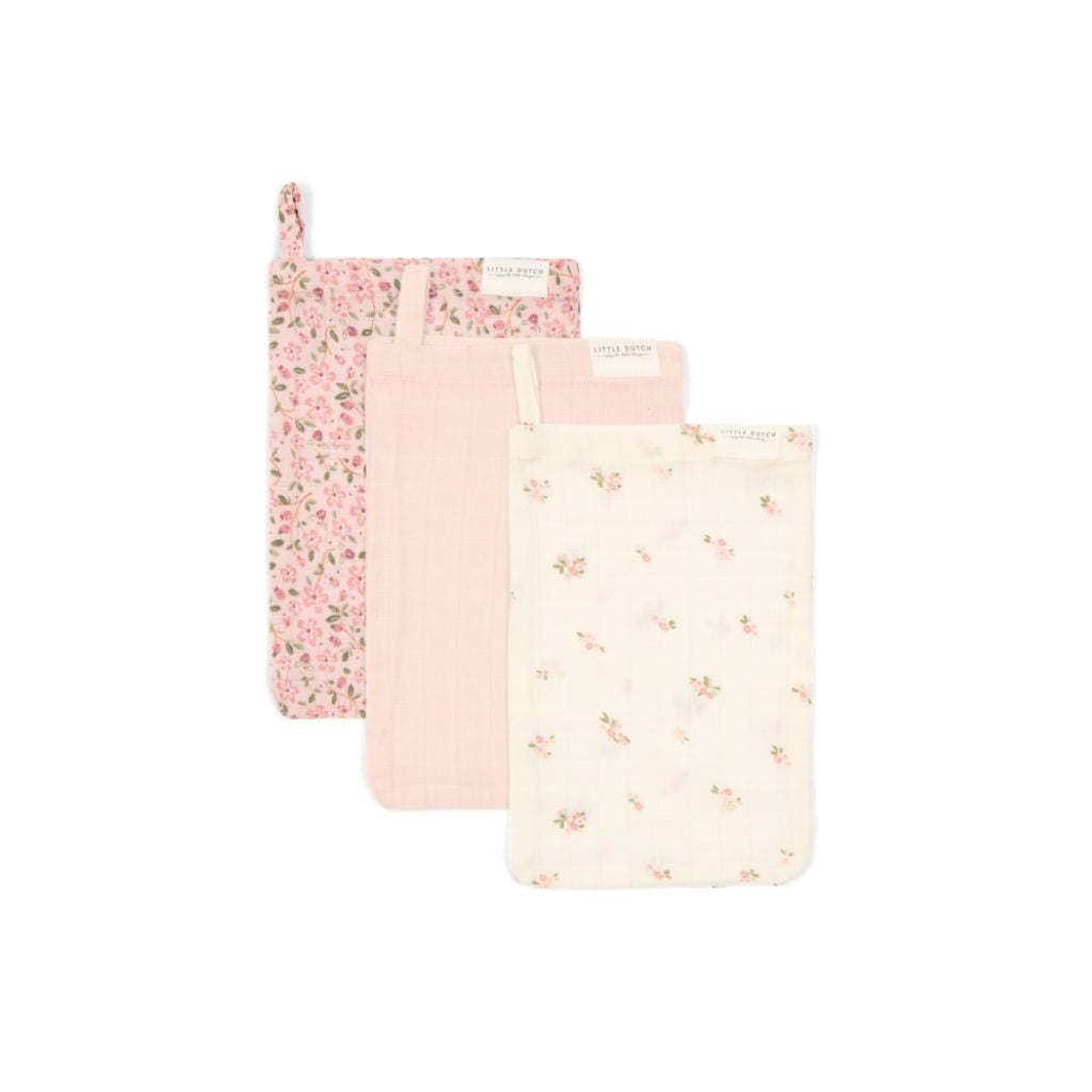 Little Dutch Washandje Fairy Garden roze B 14 x L 21 cm - 3 stuks