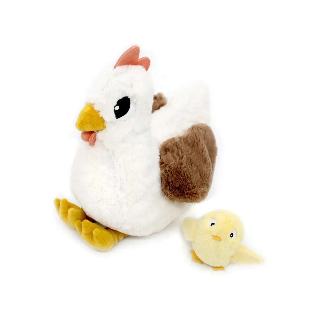 Les Déglingos Peluche Pioupiou poule Maman et Bébé blanche Ptipotos
