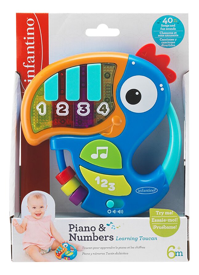 Infantino Jouet d'activités Piano & Numbers Learning Toucan Blue
