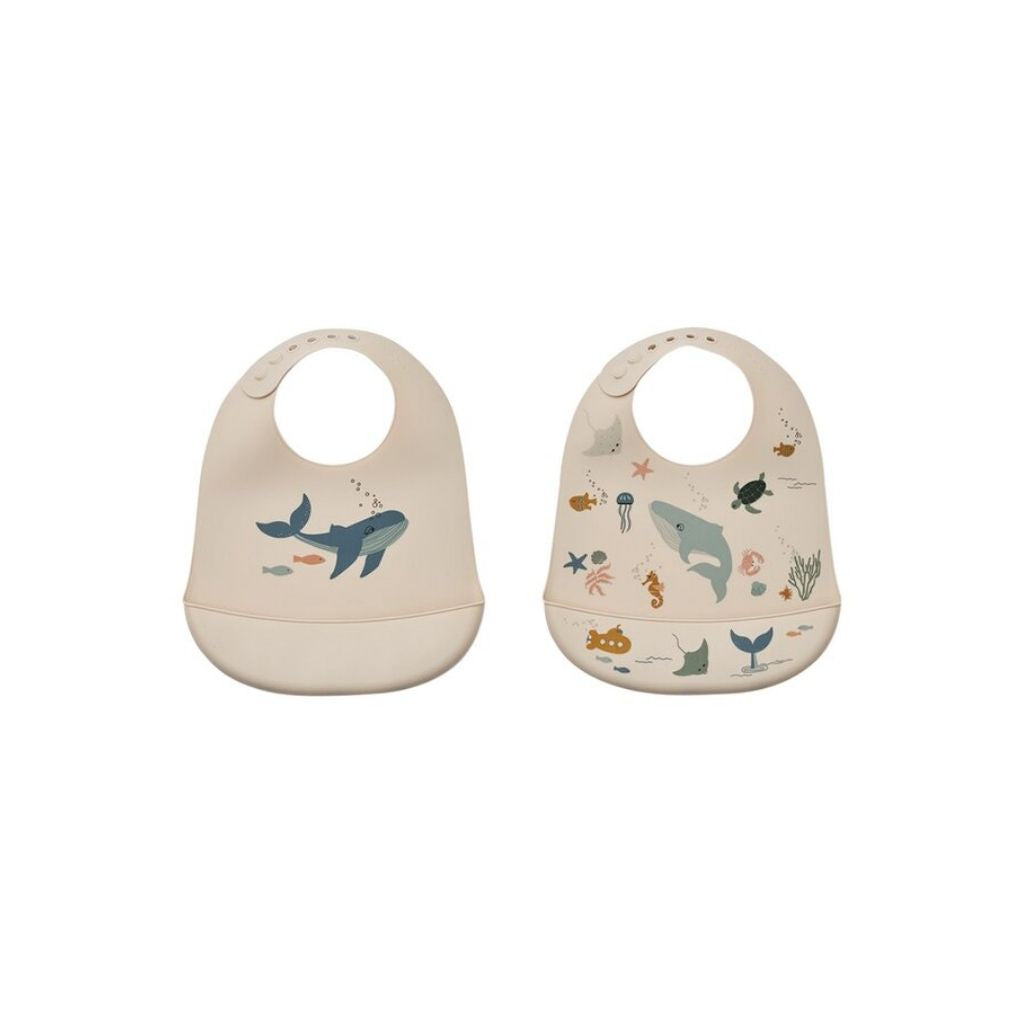 Liewood Slabbetje Tilda Sea Creature beige - 2 stuks
