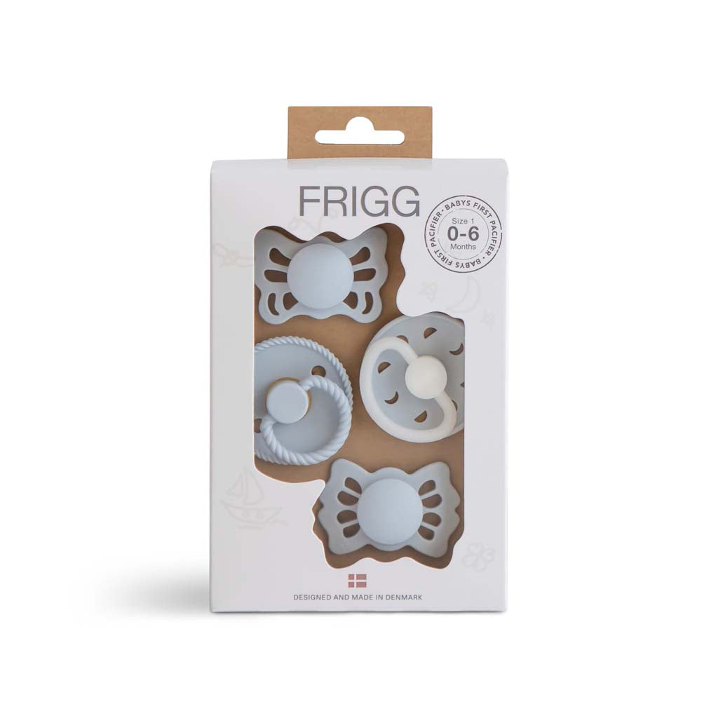 FRIGG Fopspeen 0 - 6 maanden Baby’s First pacifier - Moonlight Sailing Powder Blue - 4 stuks