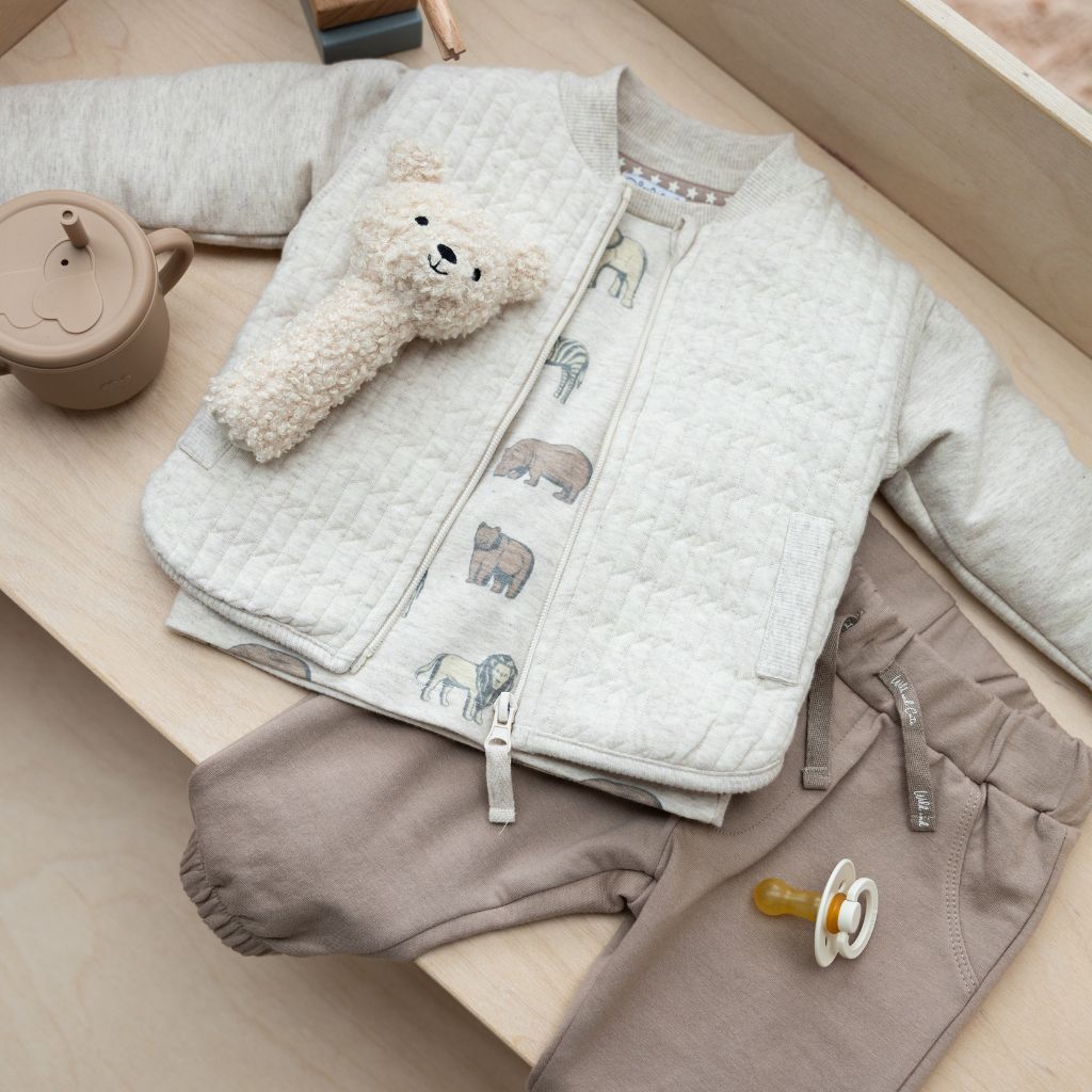 Dirkje Set 3-delig broek t-shirt cardigan Pebble jongen