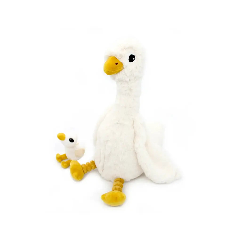 Les Déglingos Peluche Jébongou oie Maman et Bébé blanche Ptipotos