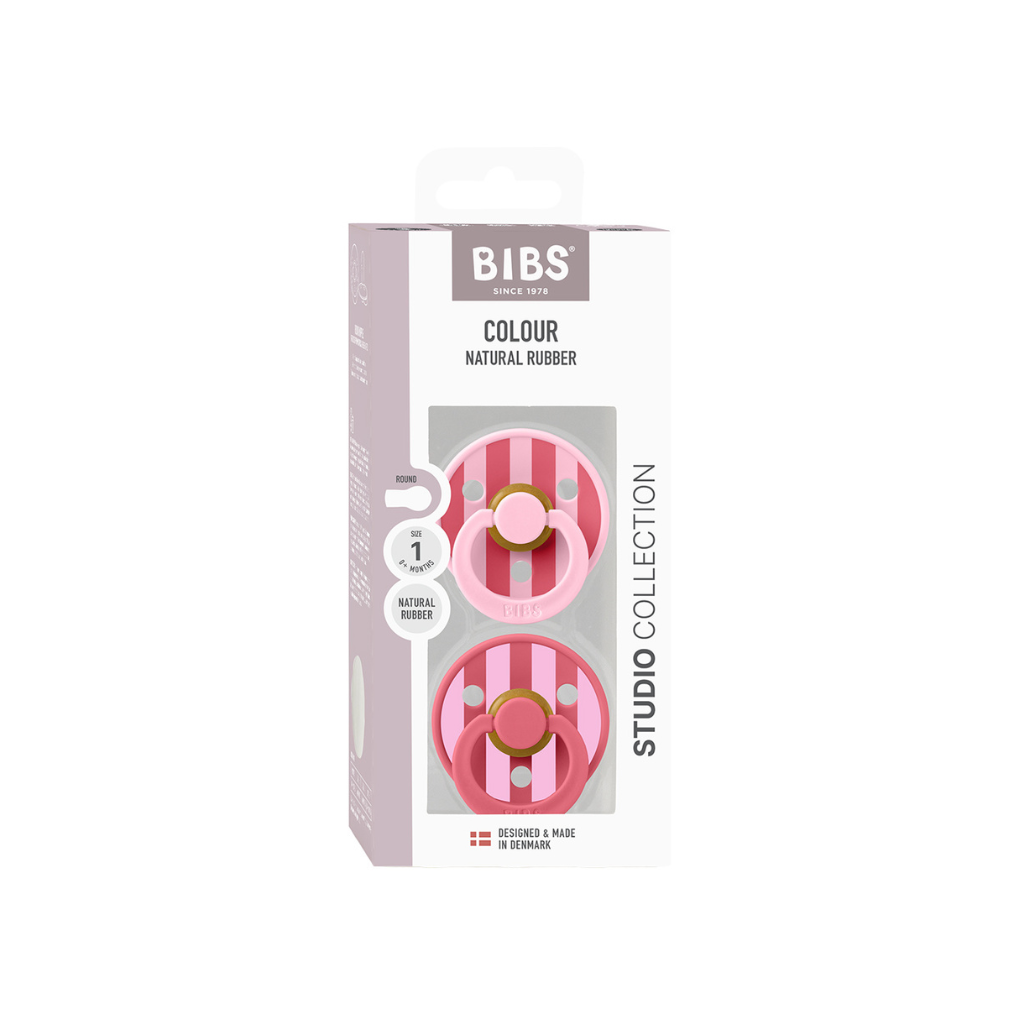 Bibs Sucette + 0 mois STUDIO Pack Block Baby Pink Coral Mix - 2 pièces