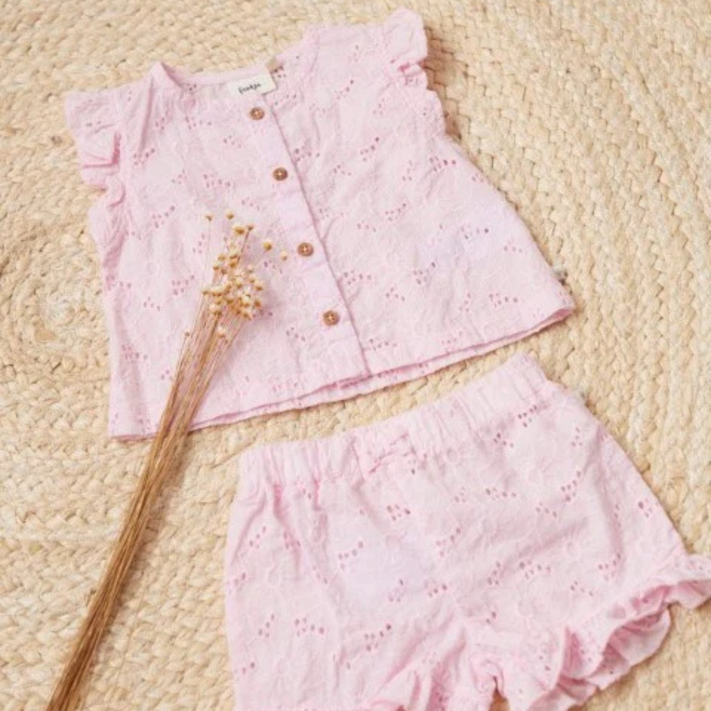 Feetje Top + short broderie Summer Woven m 68 Lilac Meisjes