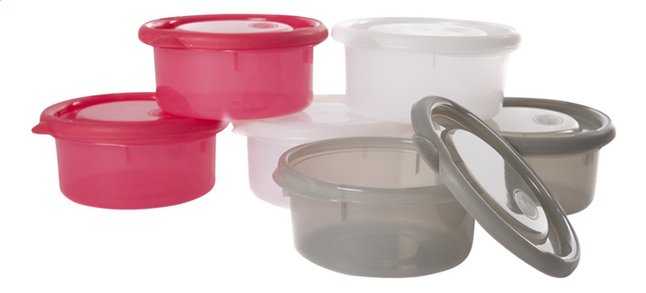 Bo Jungle Bewaarpotje B-bowls wit/grijs/rood 300 ml - 6 stuks
