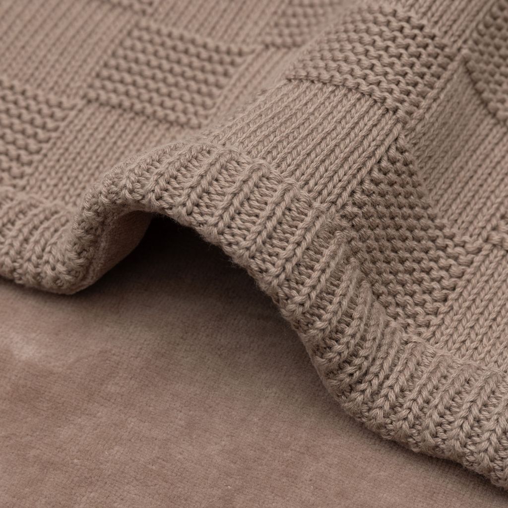 Jollein Couverture pour lit Box Knit Milky Coffee/Velvet 100 x 150 cm
