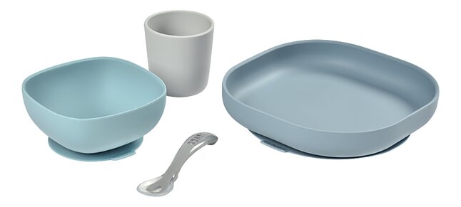 Béaba 4-delige eetset silicone Jungle blauw