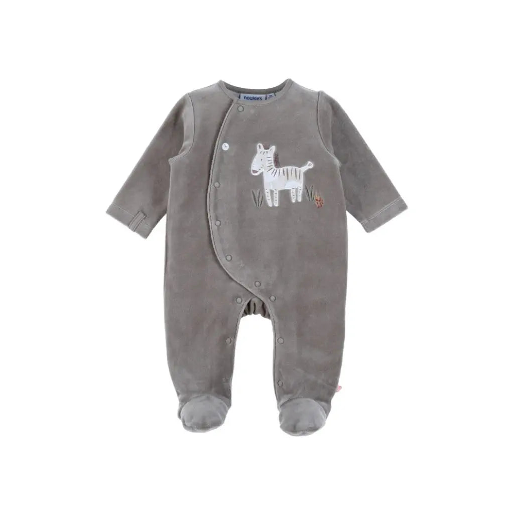 Noukie's Pyjama velours kaki Sweet zebra unisexe
