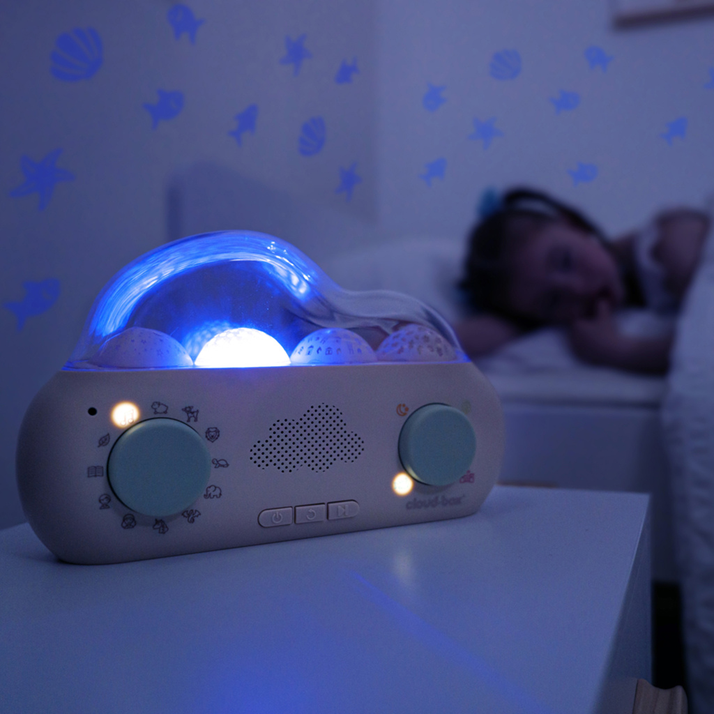 Cloud B nachtlampje, projector en verhalendoos CloudBox™ beige
