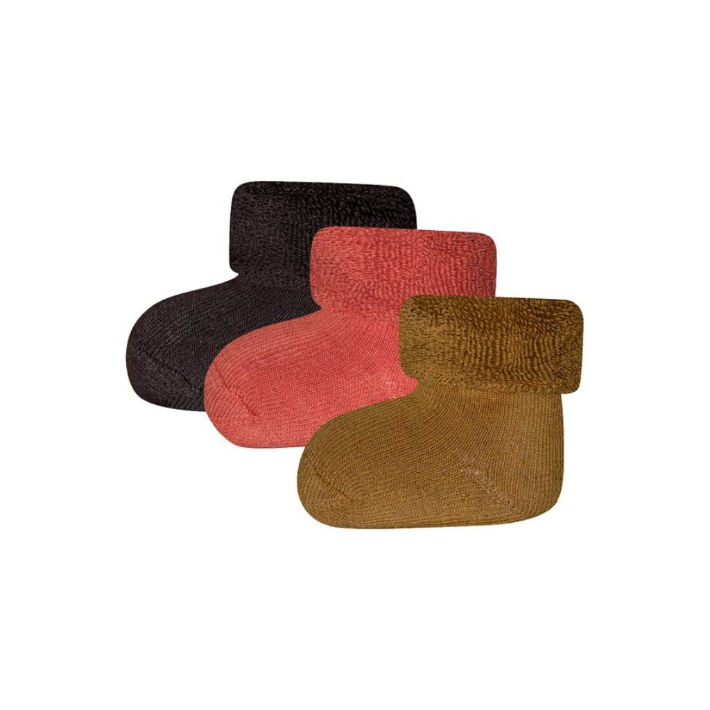 Sokken Newborn zand/grijs één maat - 3 stuks