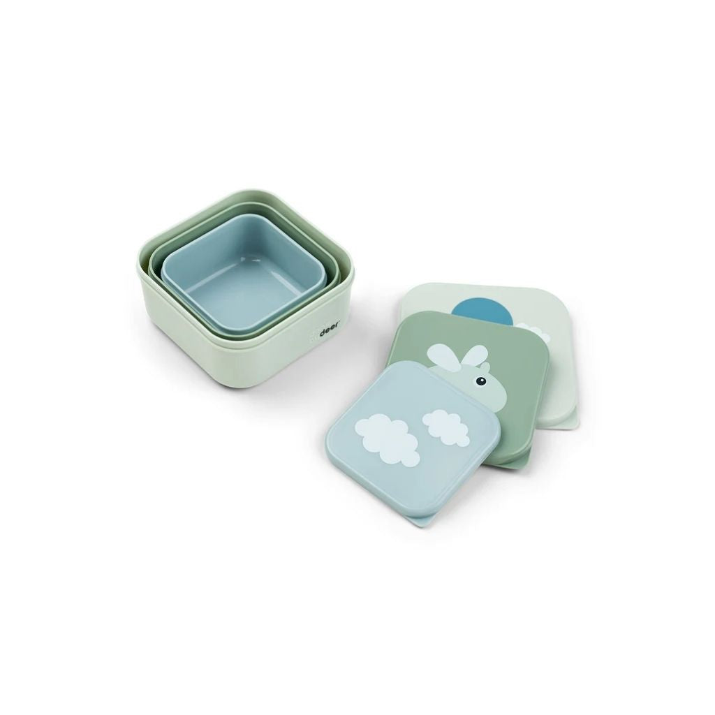 Done by Deer Boîte à snacks Happy Clouds Green - 3 pièces