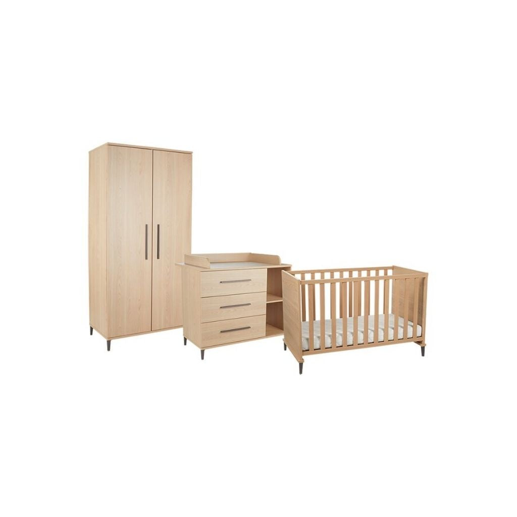 Transland Chambre de bébé 3 pièces (lit + commode + armoire 2 portes) Niel