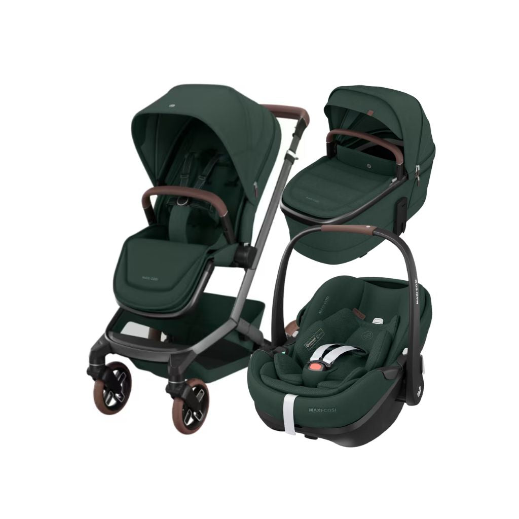 Maxi-Cosi Kinderwagen 4-in-1 Fame Twillic Green + draagmand + Autostoel Pebble 360 pro 2 + basis Familyfix 360 Pro
