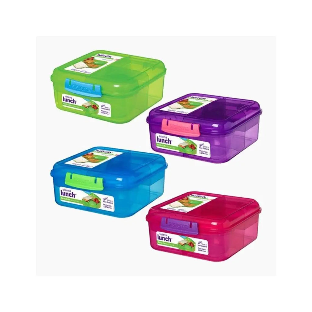 Sistema Cube 4 comparten & yoghurtpotje 1,25L ass