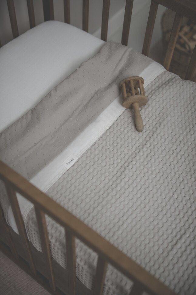 Koeka Couverture pour berceau ou parc Amsterdam Cotton fleece wafel Sand