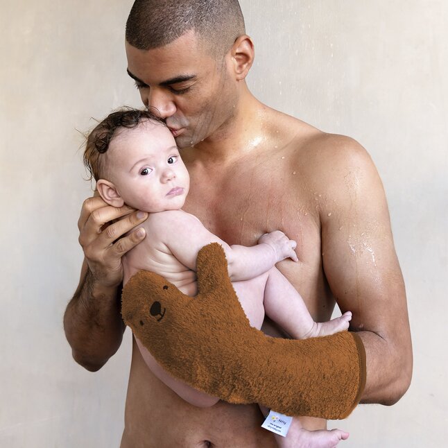 Nifty Washandje Shower Glove Zeehond Caramel