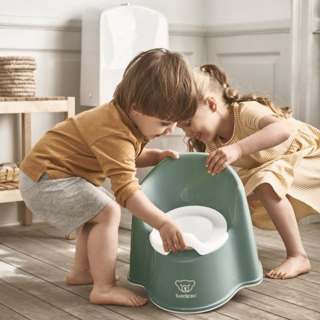 BabyBjörn Potje donkergroen/wit