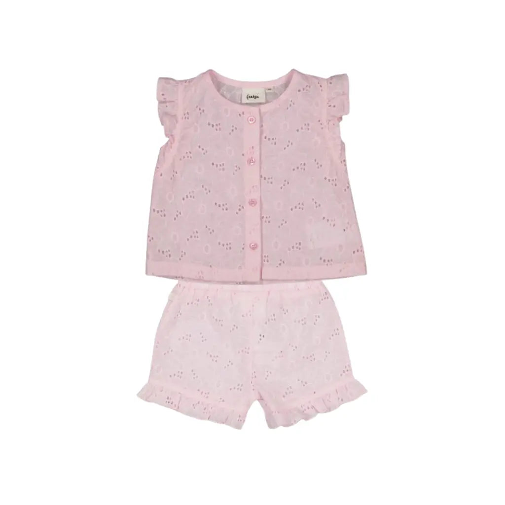 Feetje Top + short broderie Summer Woven m 68 Lilac Meisjes