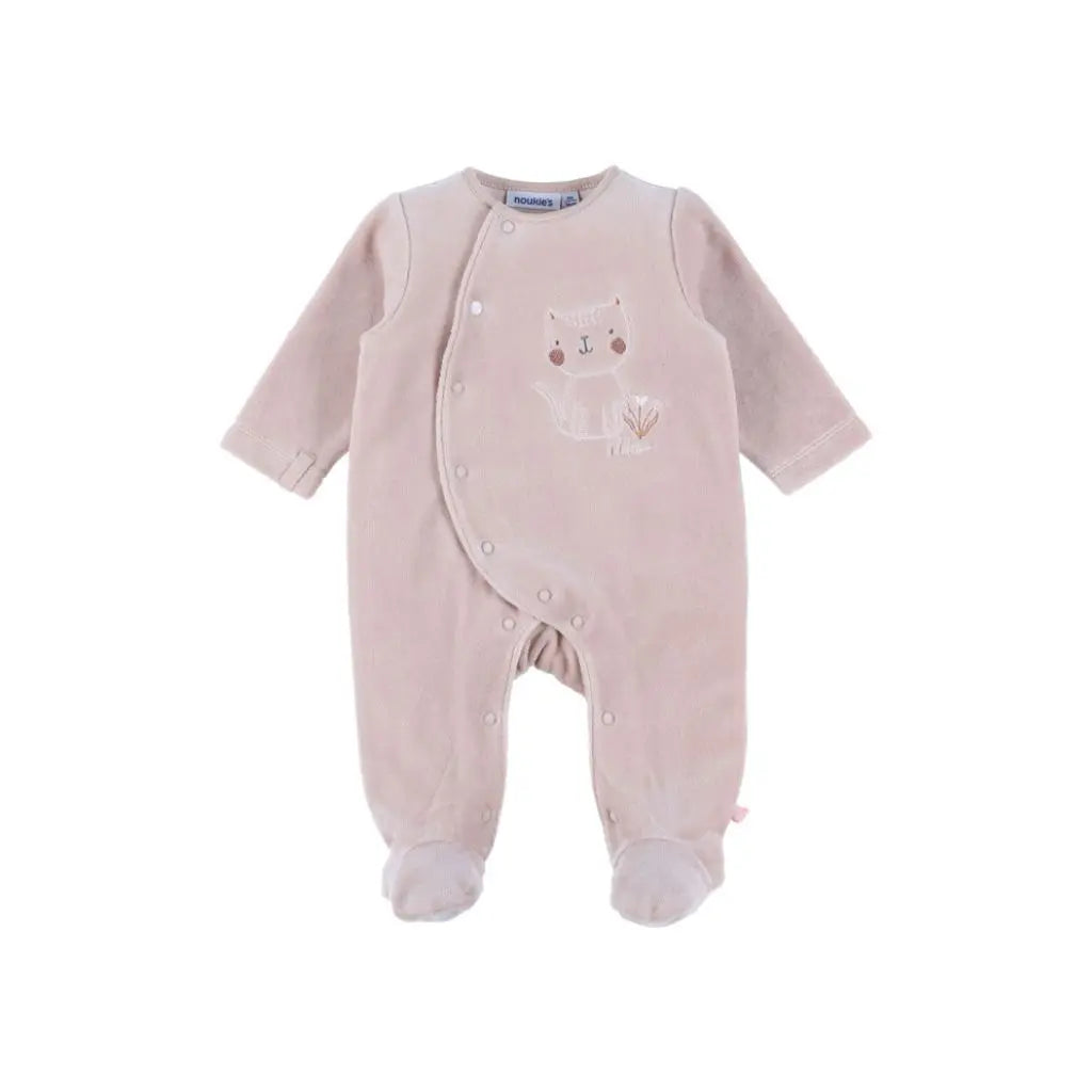 Noukie's Pyjama Fluweel Nappy cat  uniseks roze