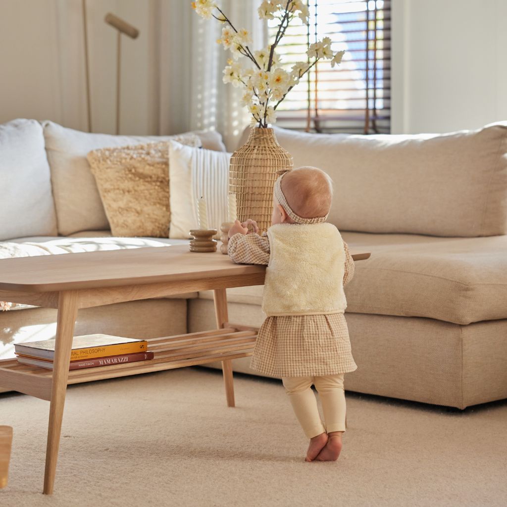 Dirkje Set 4-delig jurk legging bodywarmer haarband Taupe meisje