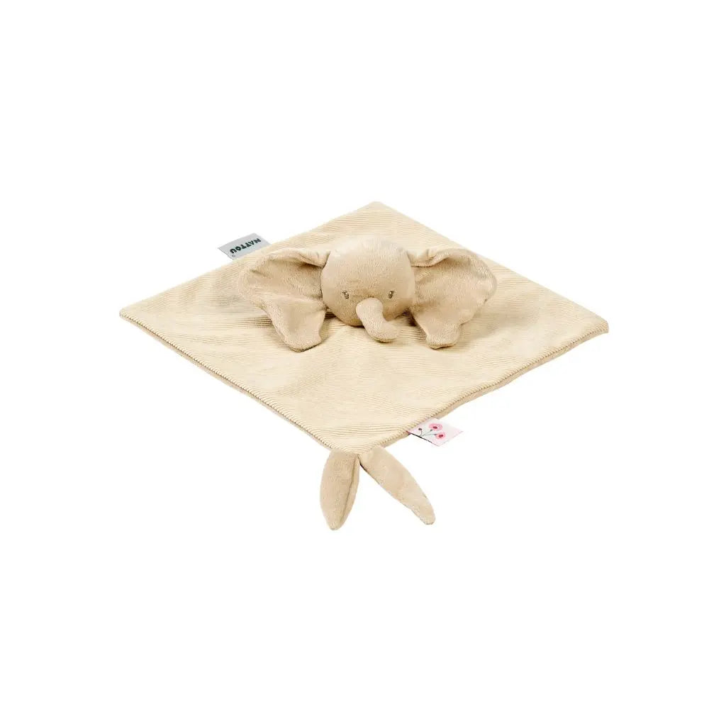 Nattou Doudou éléphant en velours côtelé sable