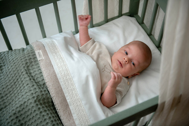 Koeka Deken voor wieg of park Oslo Shadow Green/Soft Sand teddy