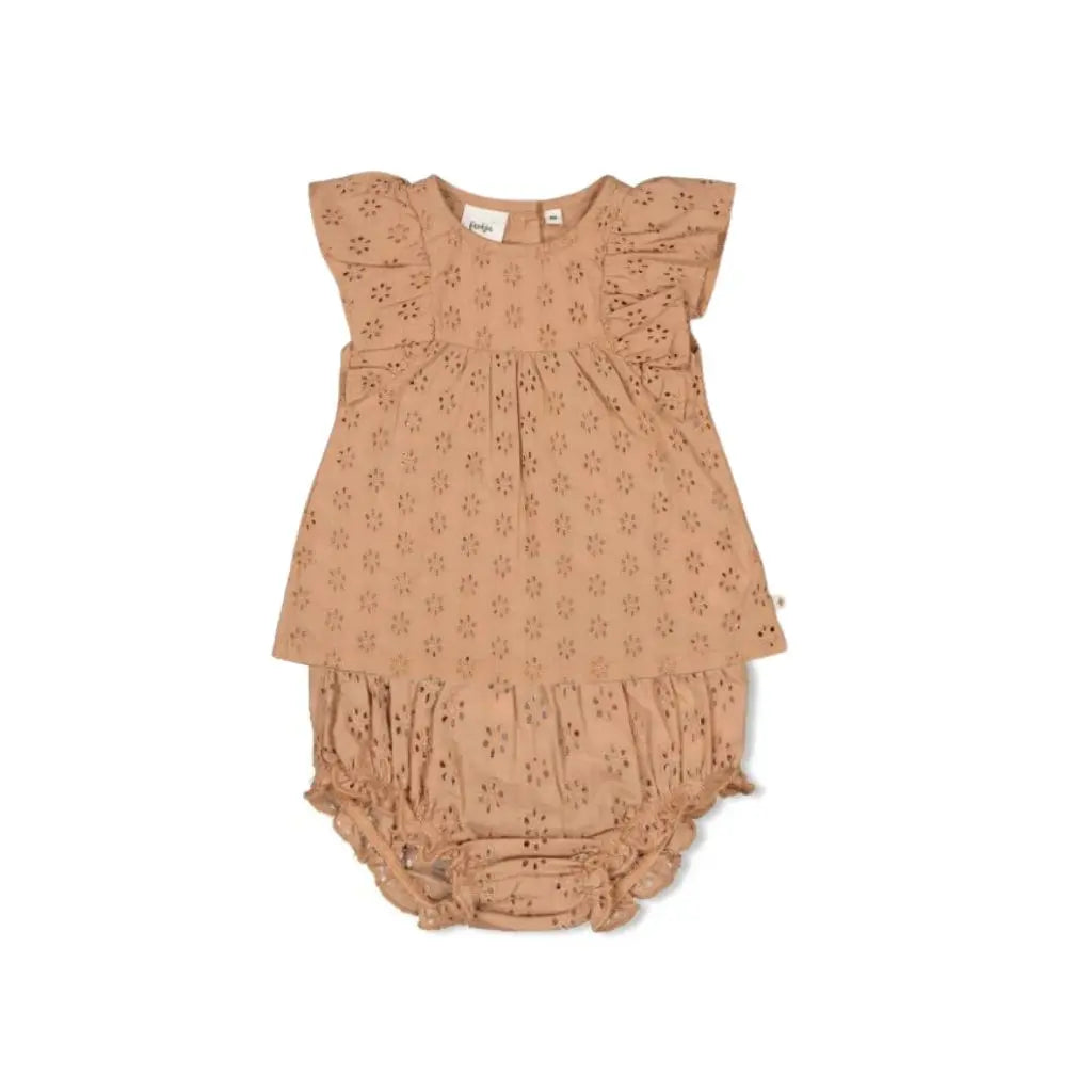 Feetje Jurk + slip broderie Summer Woven m 68 Brown Meisjes
