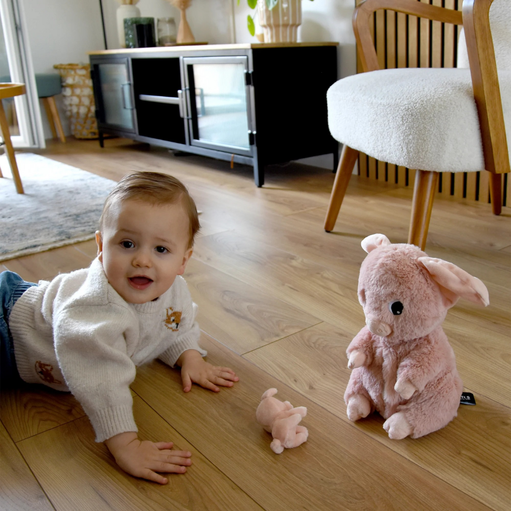 Les Déglingos Peluche Barbekiou cochon Maman et Bébé Rose Ptipotos