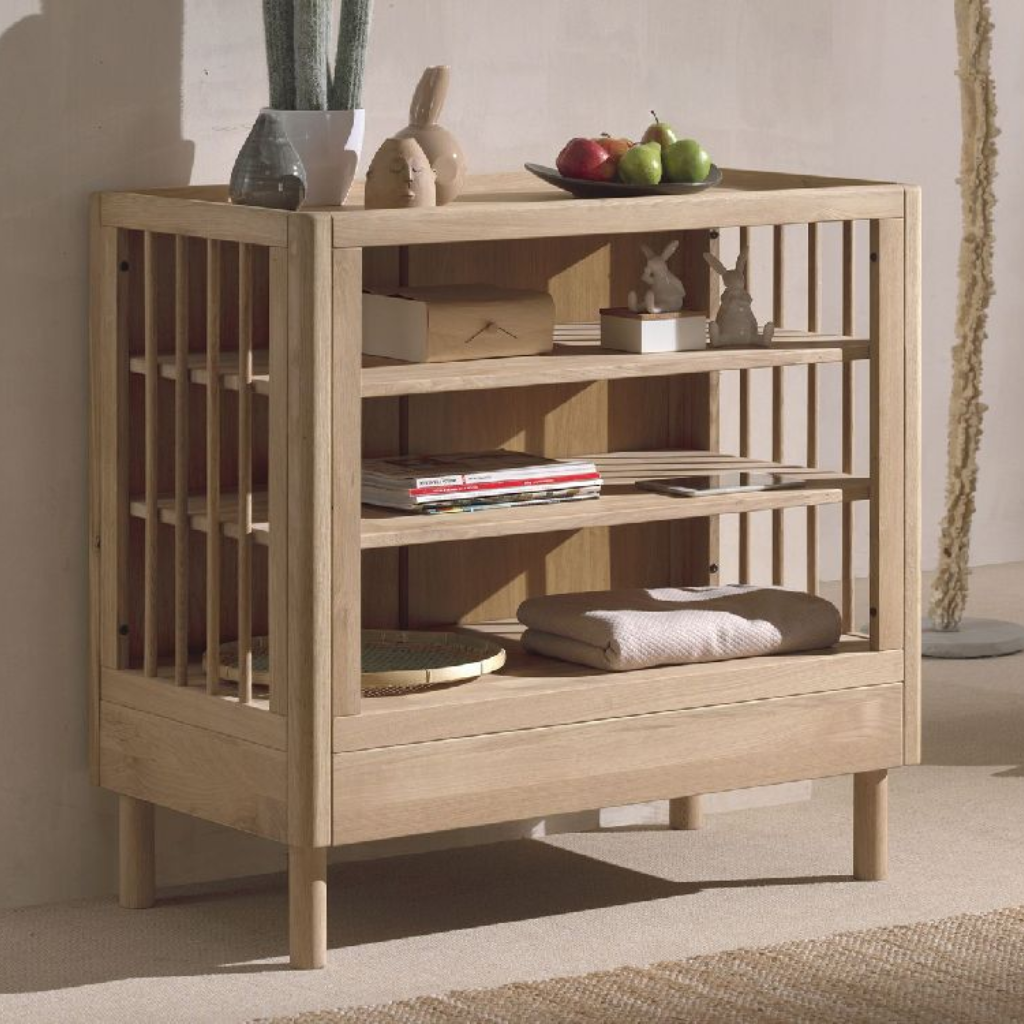 Jaxx 3-delige babykamer (Peuterbed L 140 x B 70 cm + open commode + kast met 2 deuren) Forrest Eik