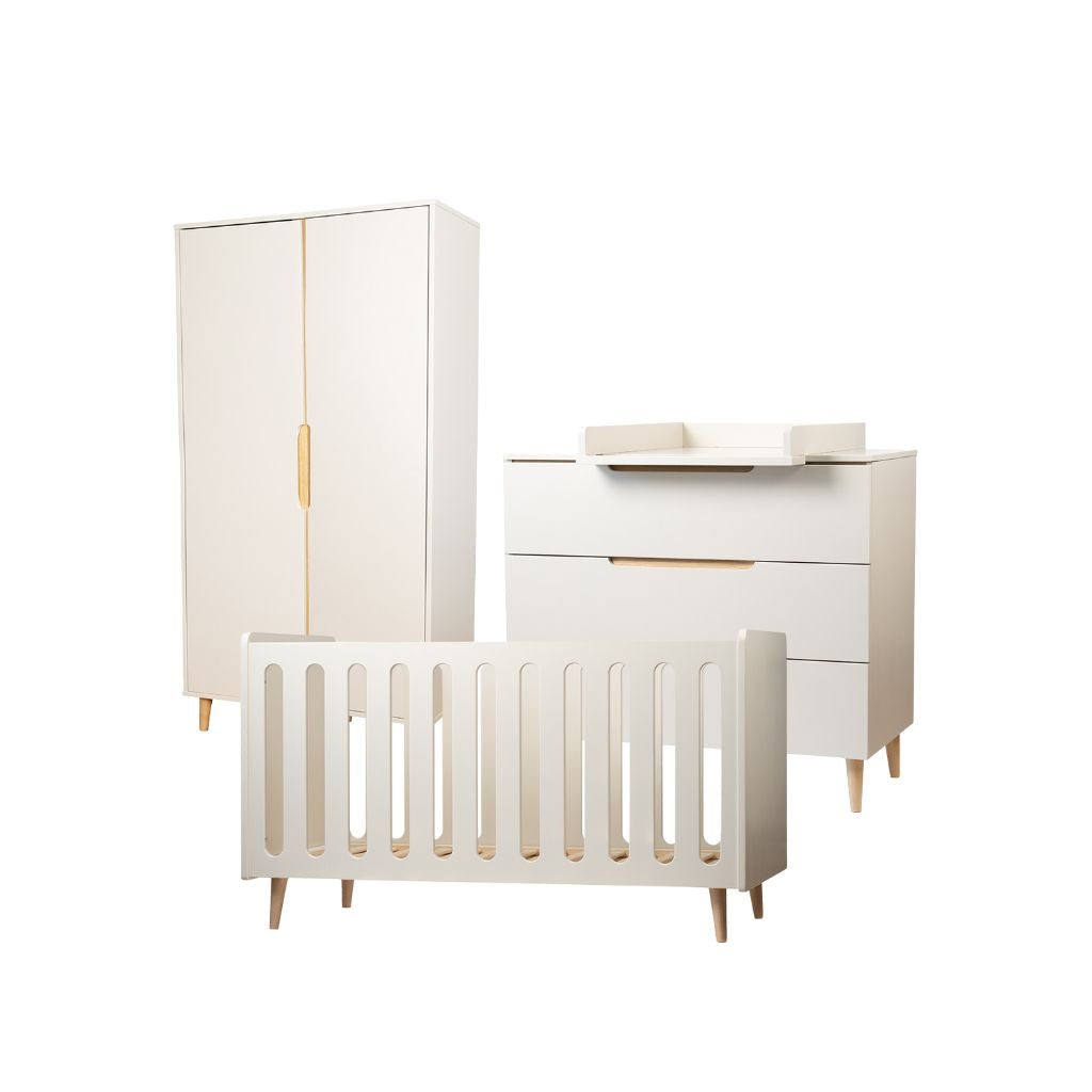 Pericles 3-delige babykamer (bed 140 x 70 + commode met verlengstuk + kast 2 deuren) Nomad dune beige
