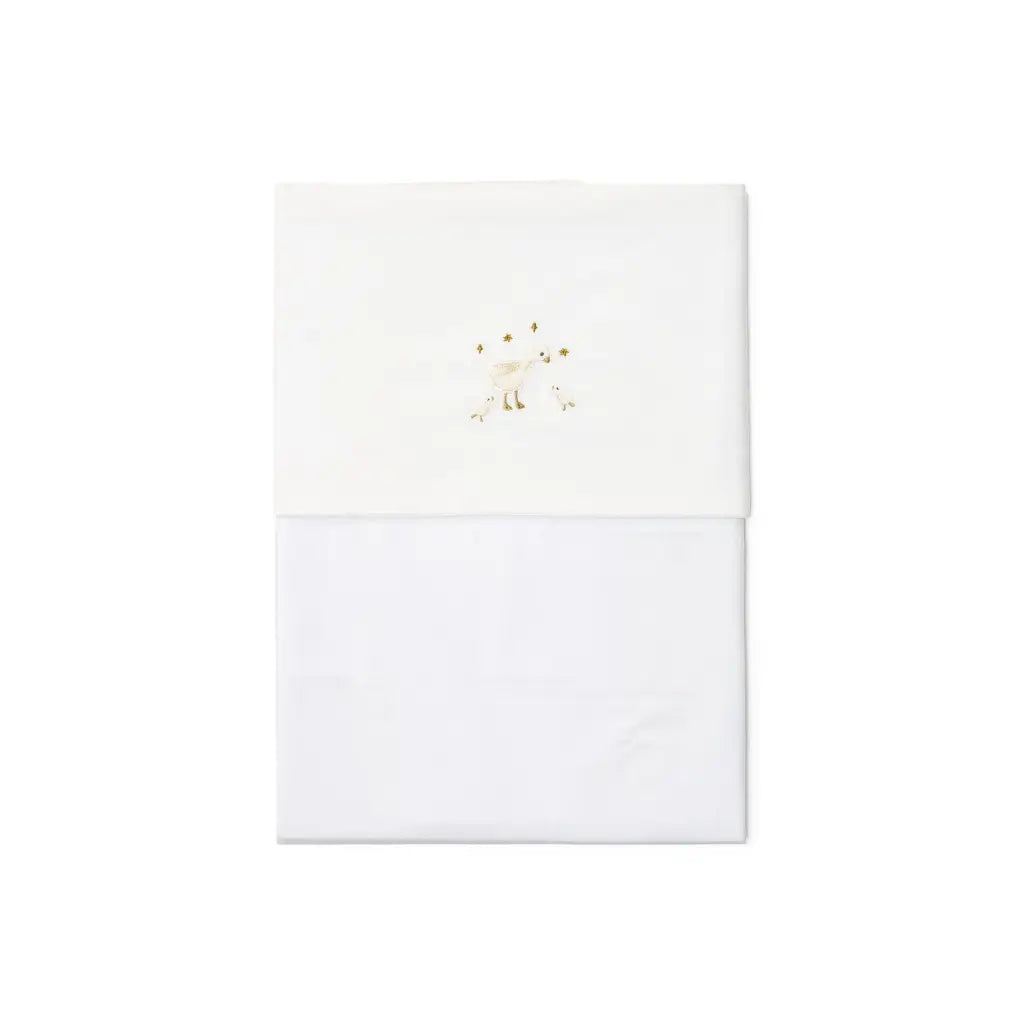 Little Dutch Drap pour berceau brodé Little Goose blanc 70 x 100 cm