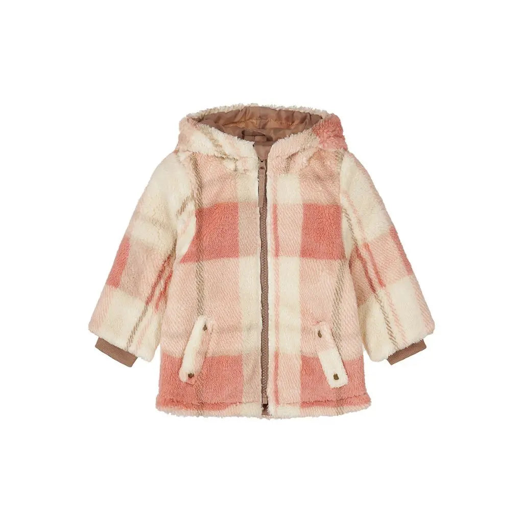 Dirkje Manteau à carreaux Rose fille