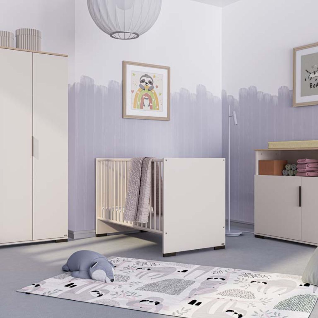 Yuny 3-delige babykamer (bed L 120 x B 60 cm+ commode + kast 2 deuren) Suzie