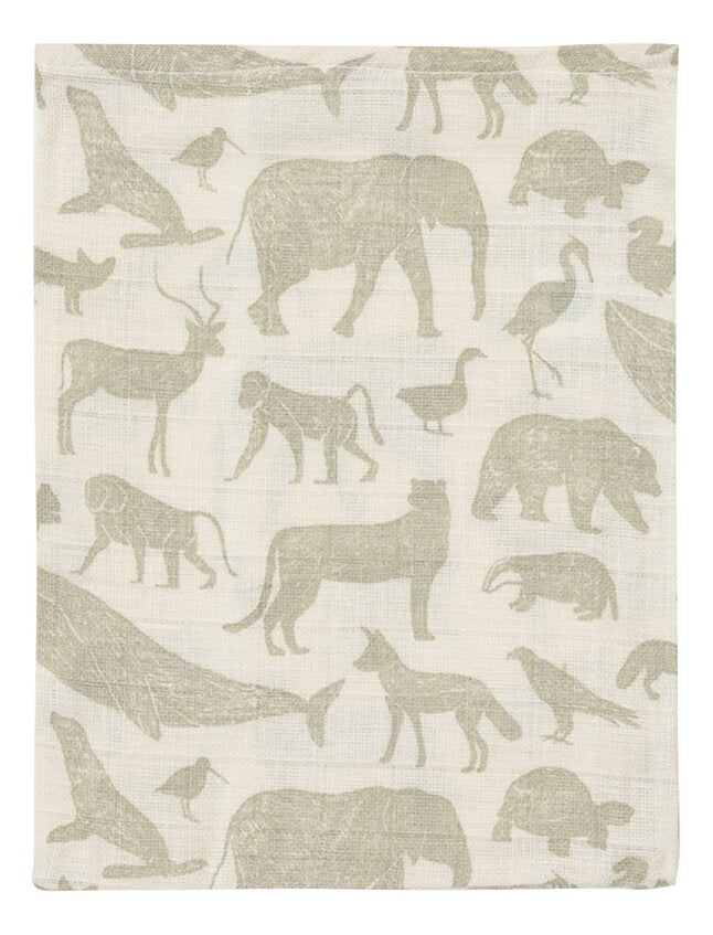 Jollein Washandje Animals Olive Green - 3 stuks