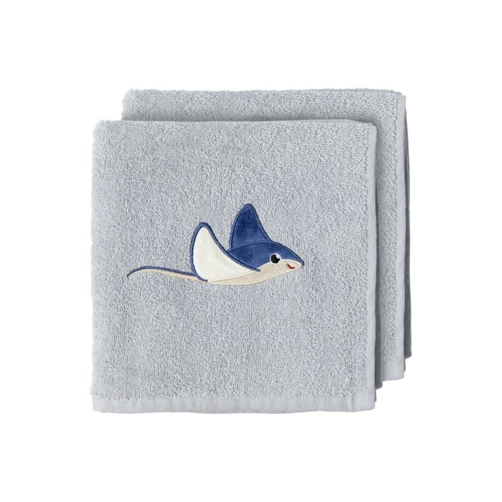 Dreambee Serviette Billie raie gris Lg 50 x L 100 cm- 2 pièces