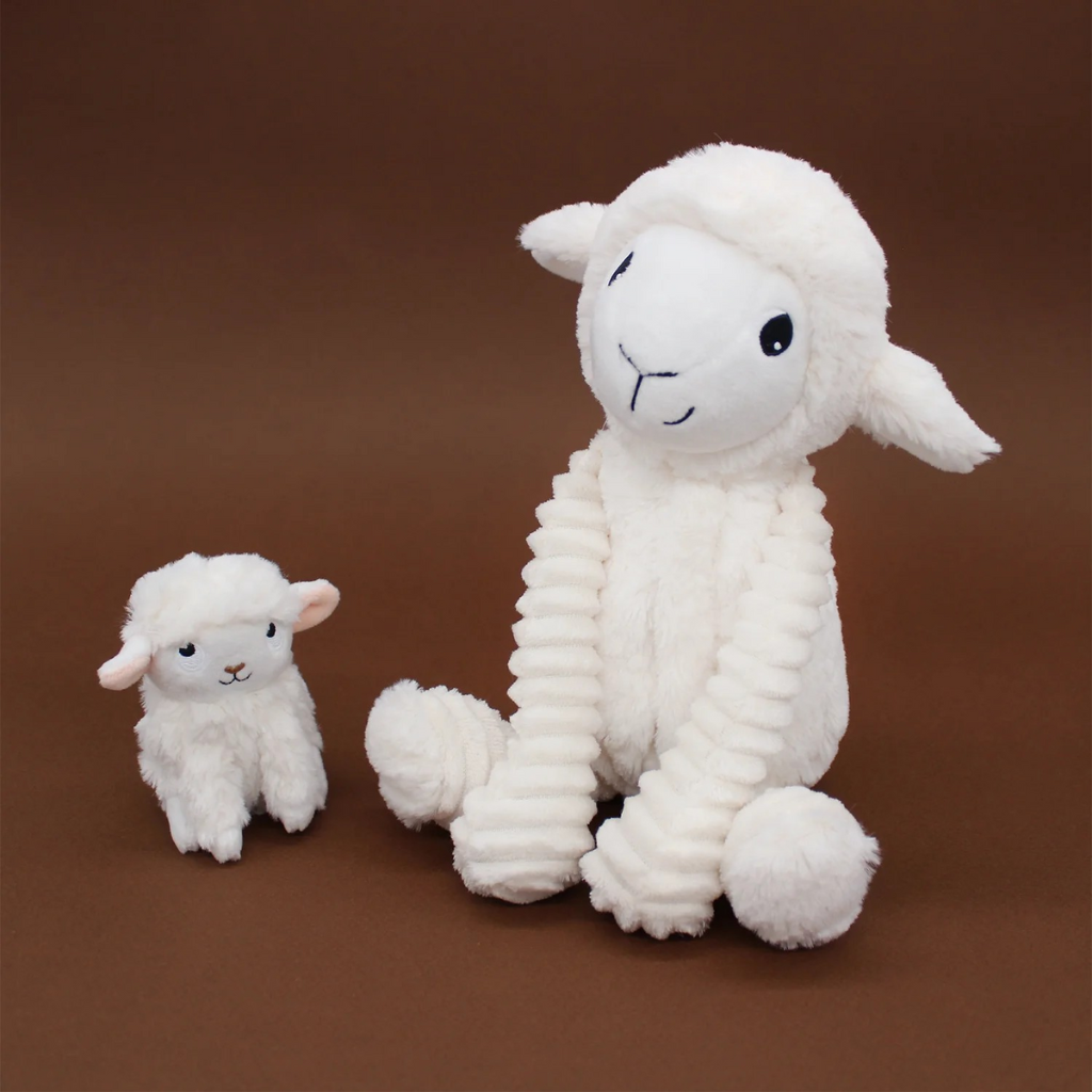 Les Déglingos Knuffel Olou Sheep Mom & Baby White Ptipotos
