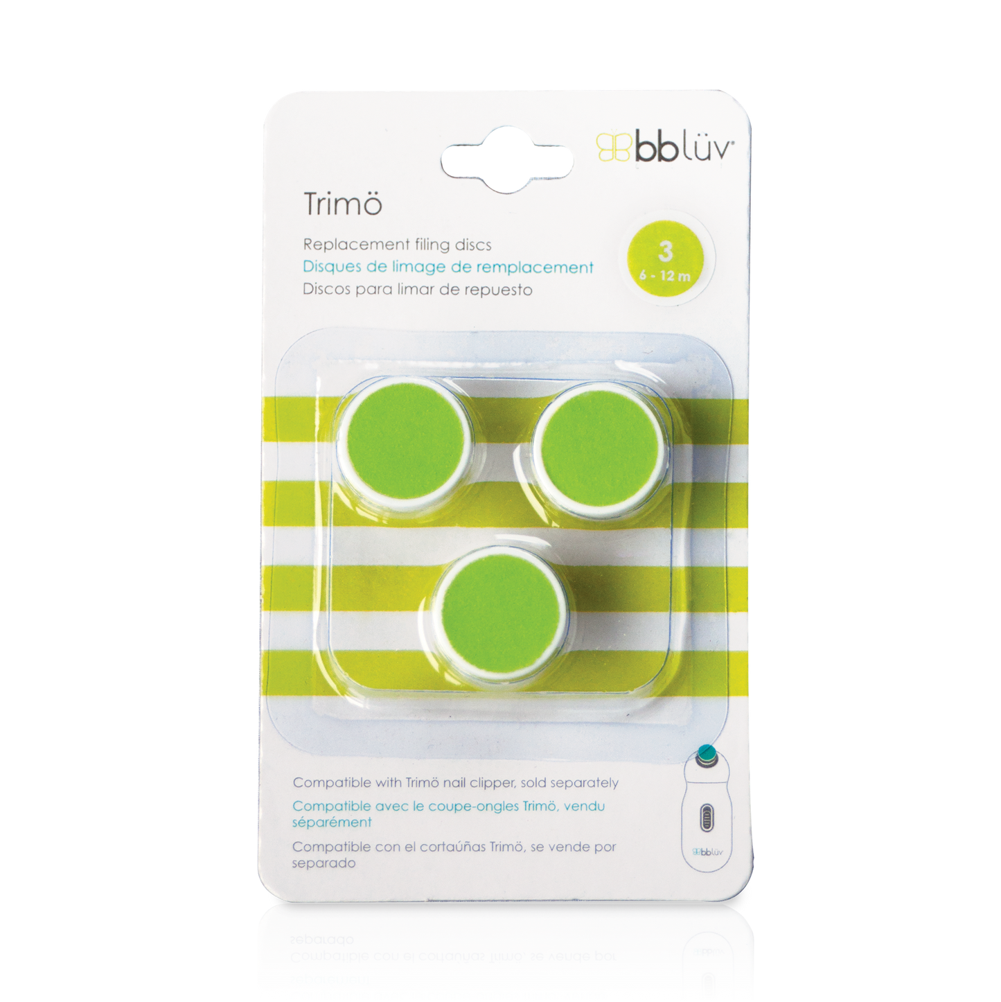 Bblüv Set disques de limage de remplacement pour le Bblüv coupe-ongles électrique Trimö 6-12 mois vert citron - 3 pièces