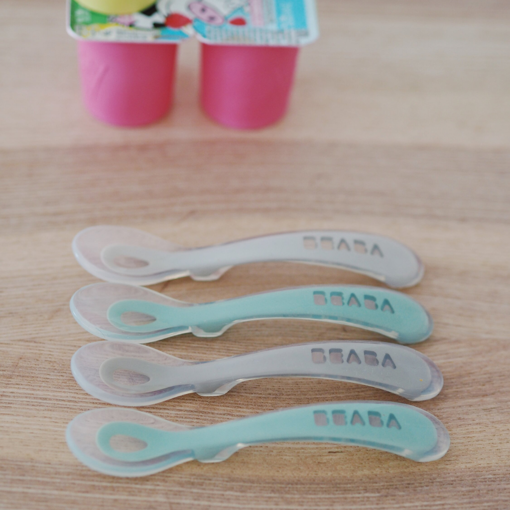 Béaba Cuillère en silicone 2e âge Velvet grey/Sage green - 4 pièces