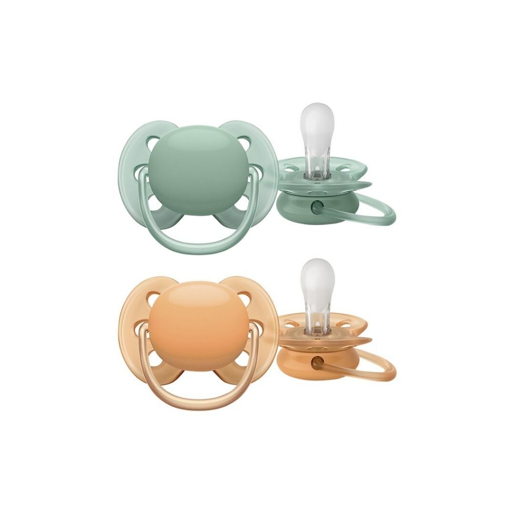 Philips AVENT Fopspeen + 0 maanden Ultra Soft cognac/groen - 2 stuks